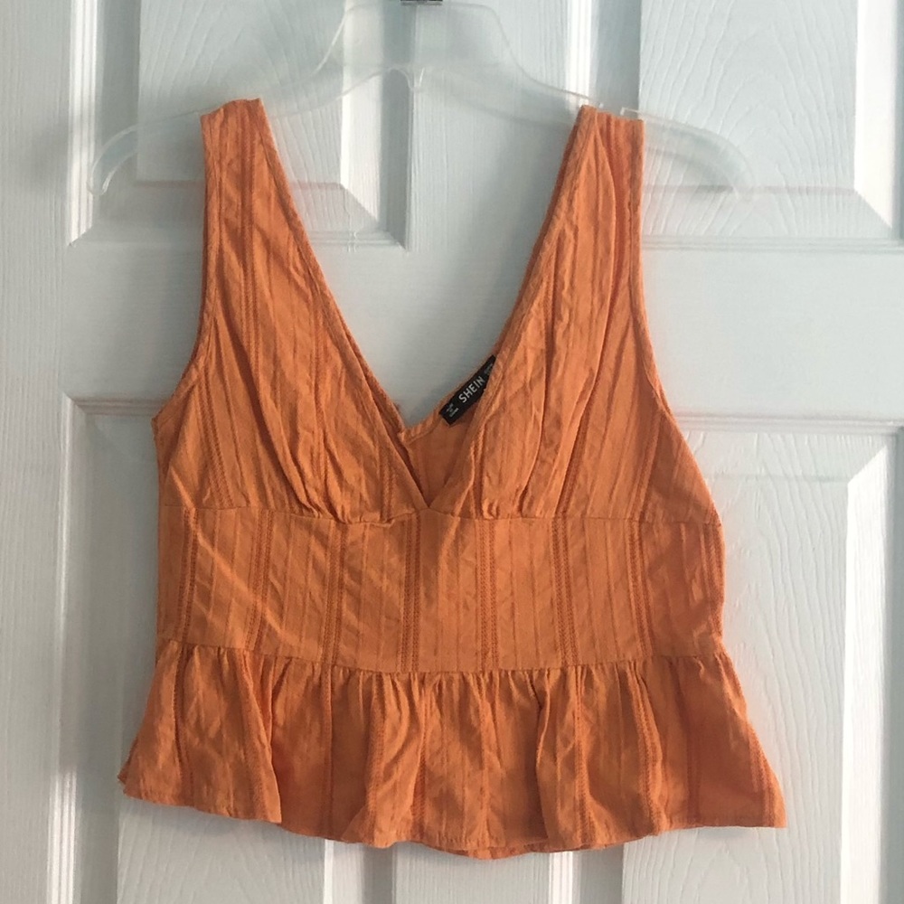 Shein Ruffle Hem V Crop Tank Top